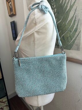 The Sak Lumi P Convertible Chambray Blue Crochet Crossbody Bag